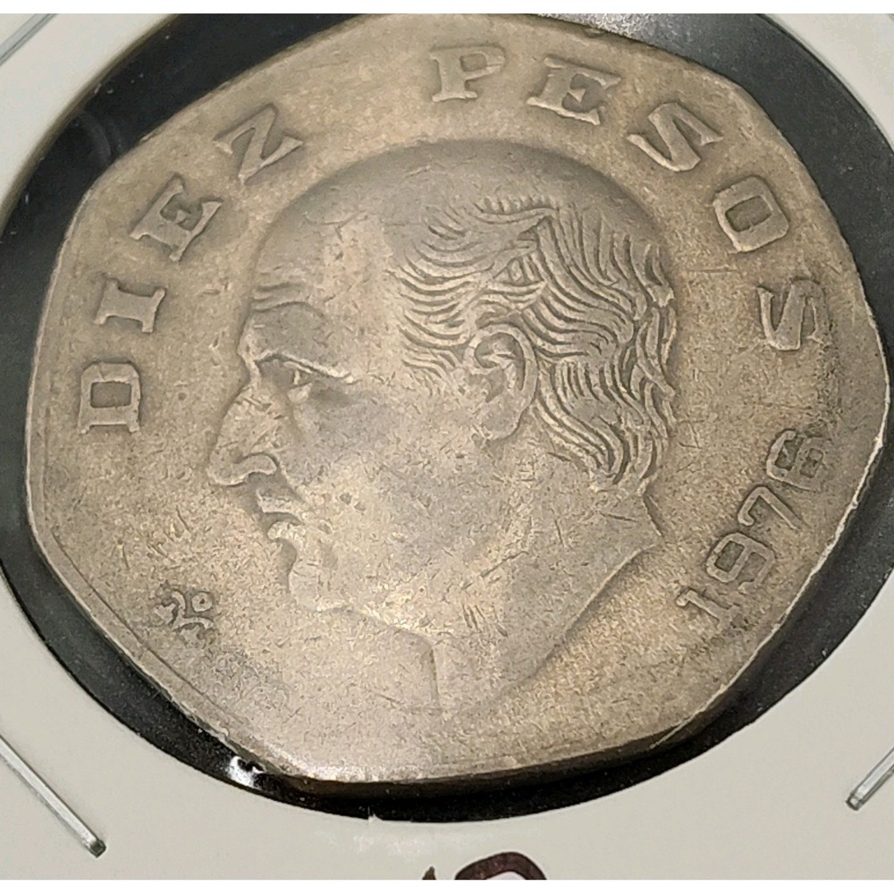 10-Diez Peso Mexico 1976 Coin Seven-sided Silver Estados Unidos Mex BR1.1GA-4037 - Picture 5 of 15